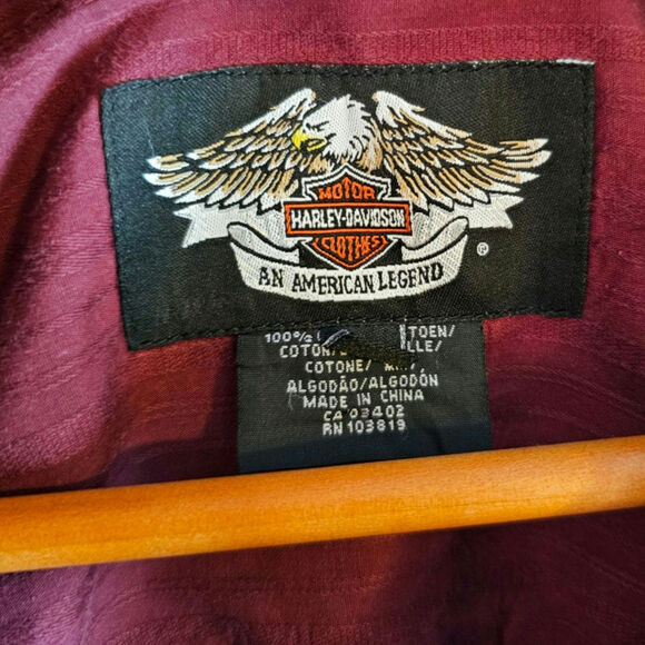 Harley-Davidson Men's L/S Embroidered Button Up Shirt. Wine. Size 2XL - Picture 5 of 6